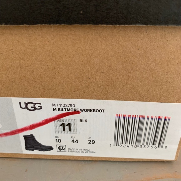 UGG BILTMORE WORKBOOT BLACK LEATHER NEW - Picture 2 of 9